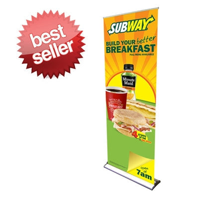 Small HD Retractable Banner Stand, 24" x 92" SIGNWORLD