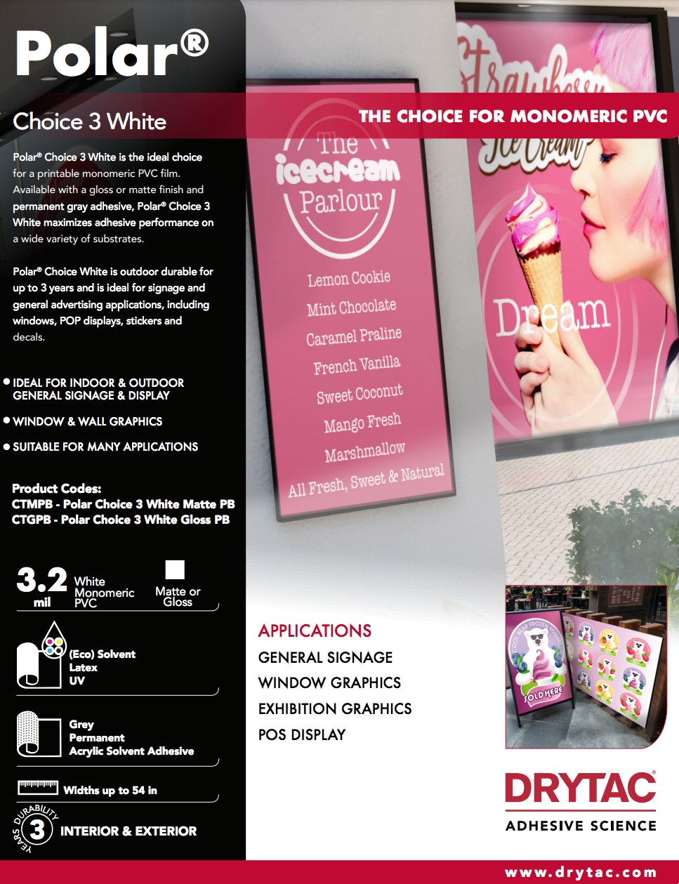 Drytac Polar Choice 3 Standard Vinyl, 3.2mil, 3 Years DRYTAC
