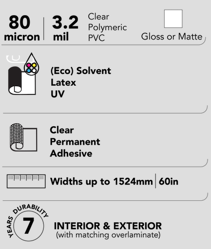Drytac Polar Premium Clear Vinyl, 3.2mil, 7 Years DRYTAC