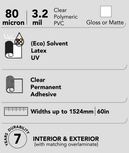 Drytac Polar Premium Clear Vinyl, 3.2mil, 7 Years DRYTAC