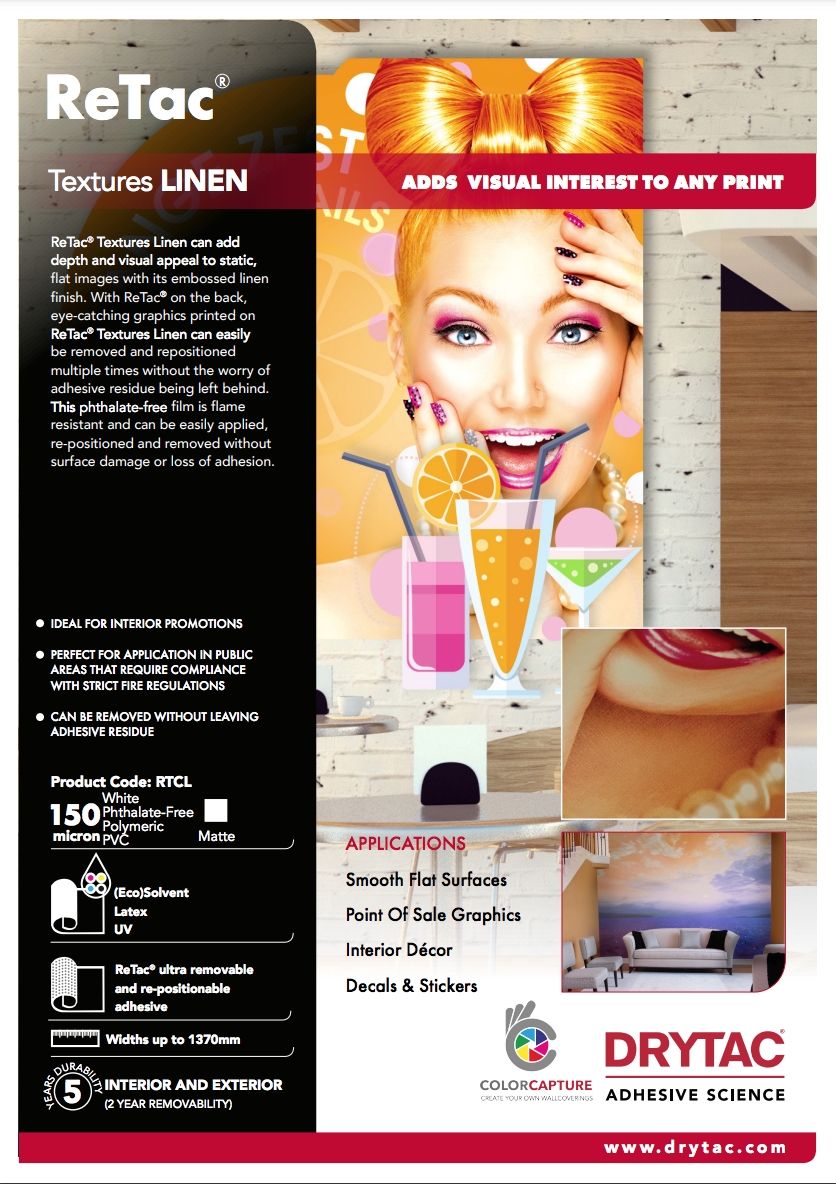 Drytac Retac Texture Vinyl for Wall, 6mil DRYTAC