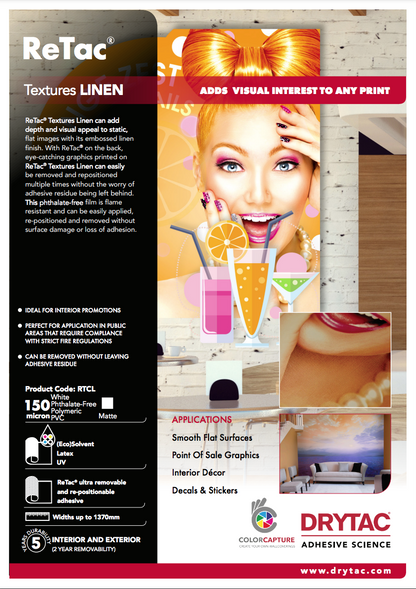 Drytac Retac Texture Vinyl for Wall, 6mil DRYTAC