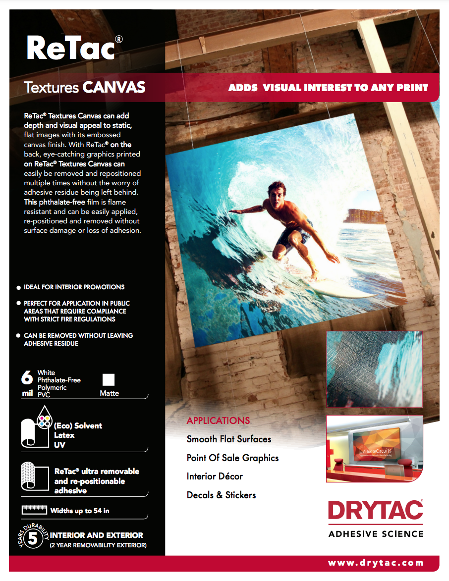 Drytac Retac Texture Vinyl for Wall, 6mil DRYTAC