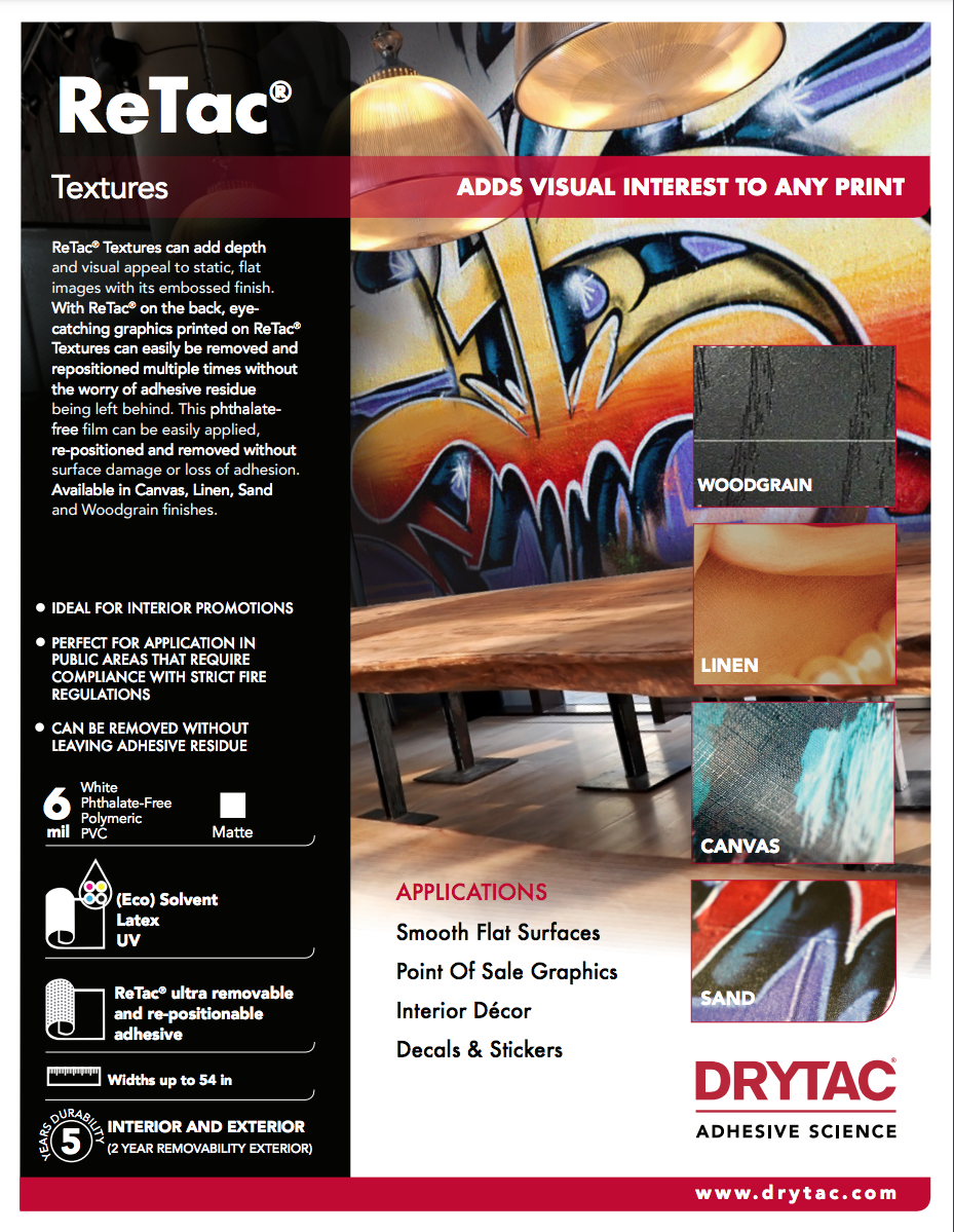 Drytac Retac Texture Vinyl for Wall, 6mil DRYTAC