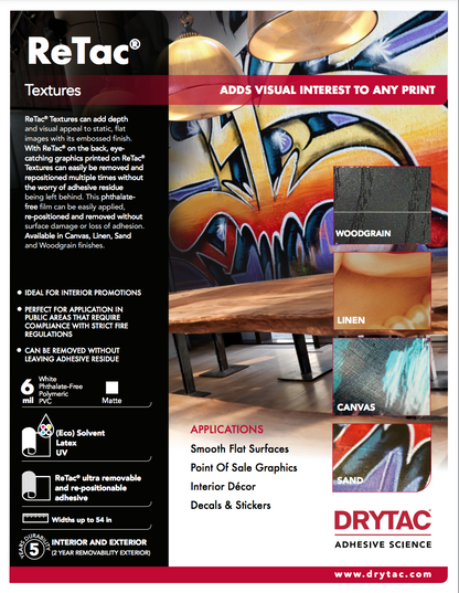 Drytac Retac Texture Vinyl for Wall, 6mil DRYTAC