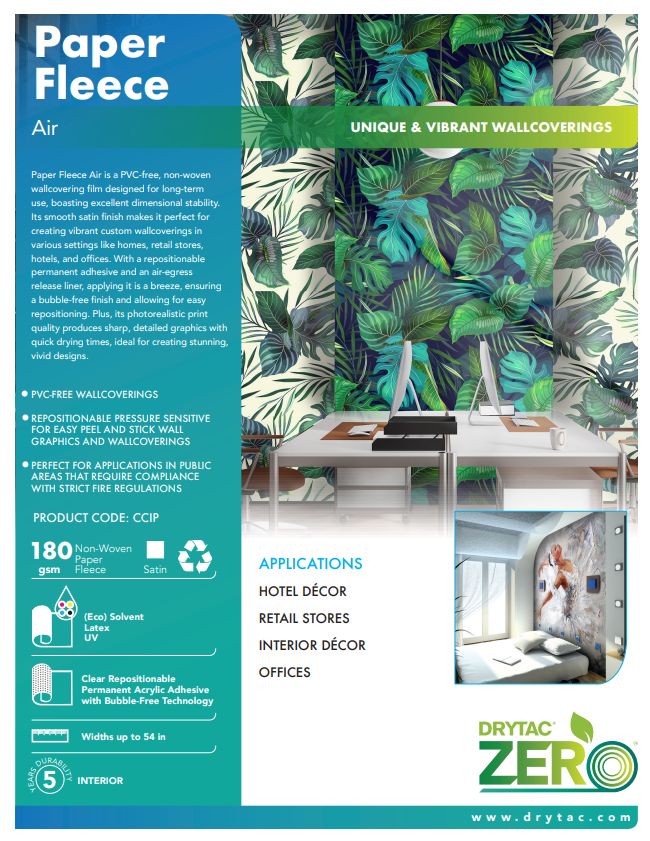 Drytac CCIP54098 Paper Fleece 54" x 98' Satin DRYTAC